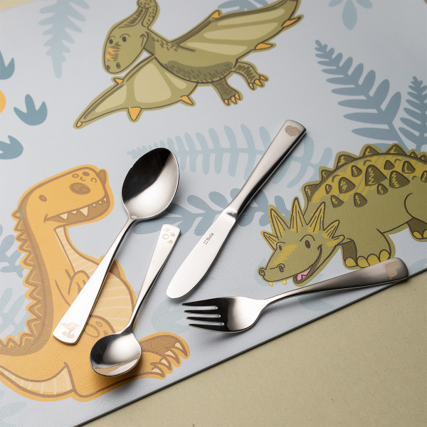 Set de couverts enfant Dino 4 pcs — KIDS WORLD poliert