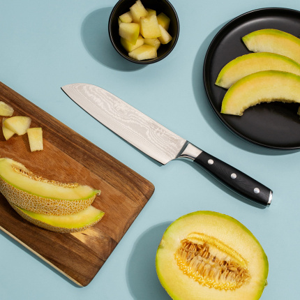 Couteau santoku en acier damassé 18 cm - Platinum