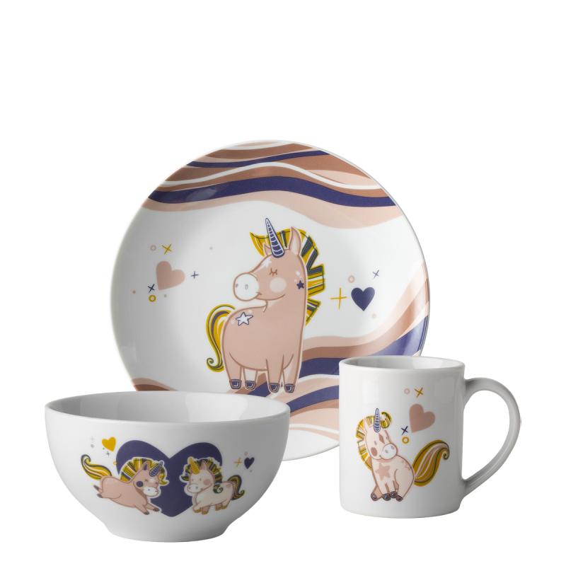 Set en porcelaine pour enfants Unicorn 3 pcs – KIDS WORLD