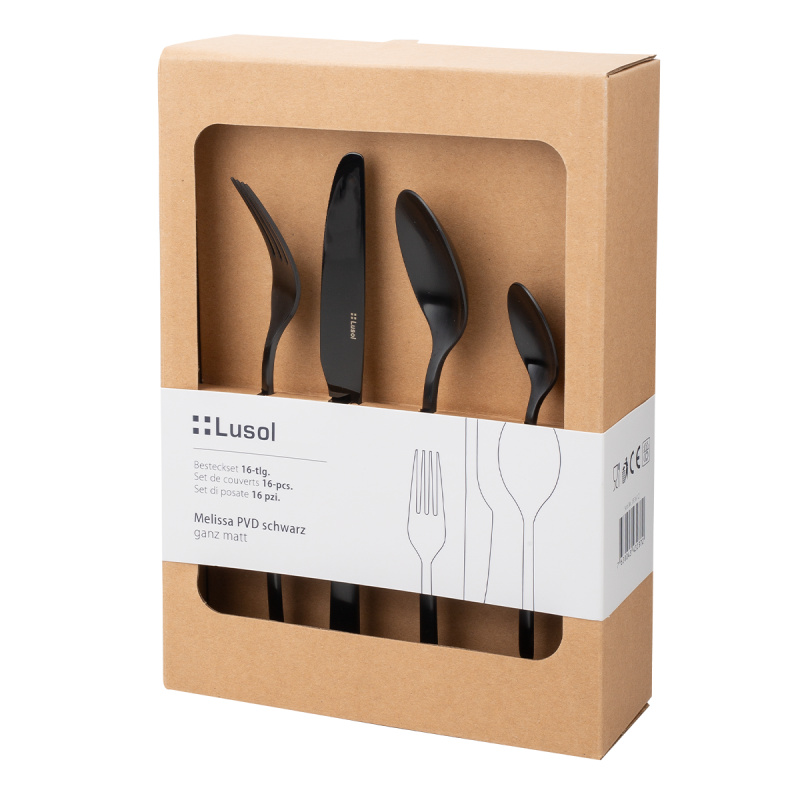Set de couverts 16 pcs – Melissa PVD noir mat