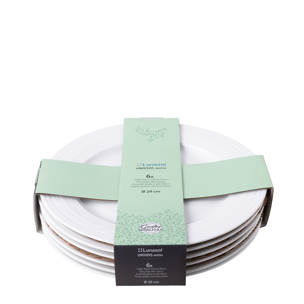 Assiette plate Deco 29 cm set 6 pièces — Univers blanc