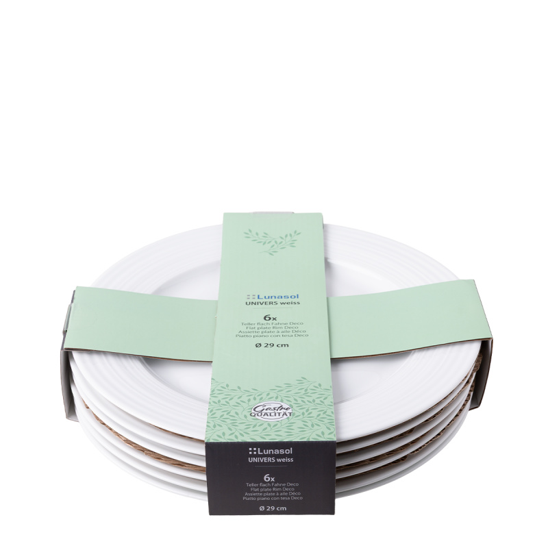 Assiette plate Deco 29 cm set 6 pièces — Univers blanc