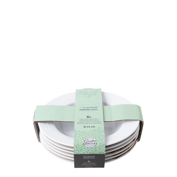 Assiette creuse avec bord Deco 22 cm lot de 6 pcs – UNIVERS blanc