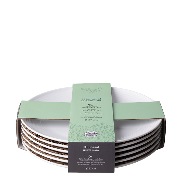 Assiette plate Coupe classic Deco 27 cm lot de 6 pcs – UNIVERS blanc