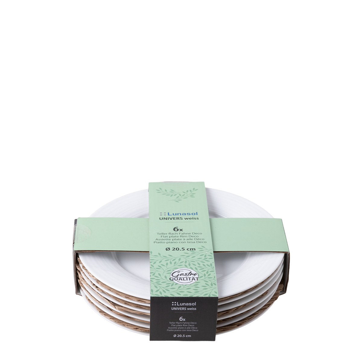 Assiette plate avec bord Deco 20,5 cm lot de 6 pcs – UNIVERS blanc