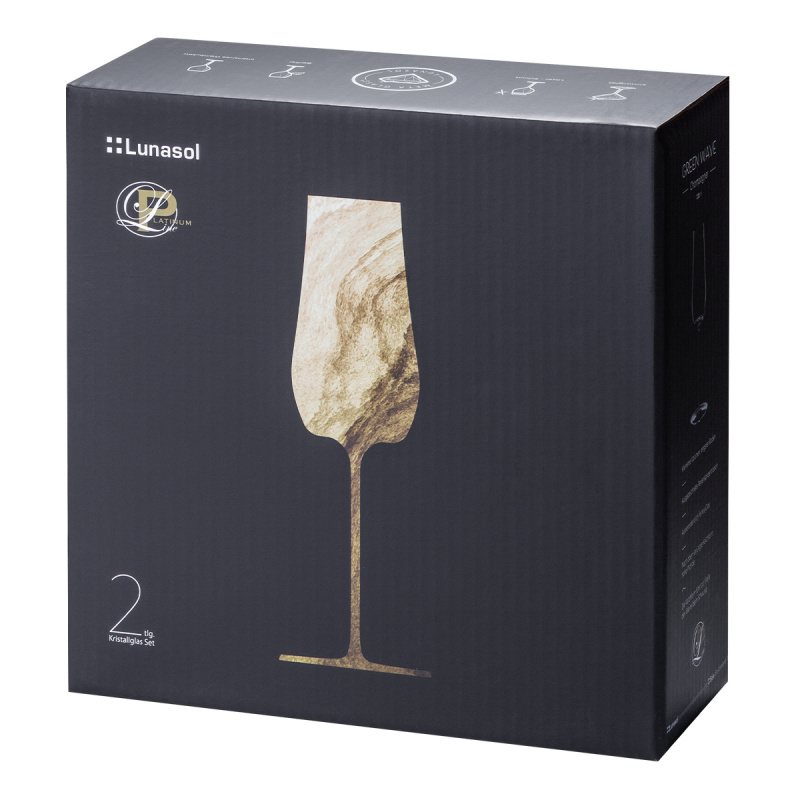 Verre à champagne 220 ml - Lot de 2 - Green Wave Glas Lunasol