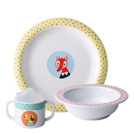 Set enfant en mélamine 3 pièces – Kids WORLD Animals