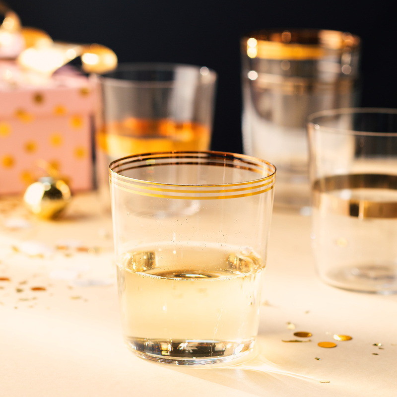 Verres Tumbler à trois bandes dorées 440 ml lot de 6 - 21st Century Glas