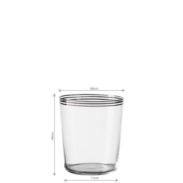 Verre Tumbler à trois bandes platine 440 ml - 21st Century Glas