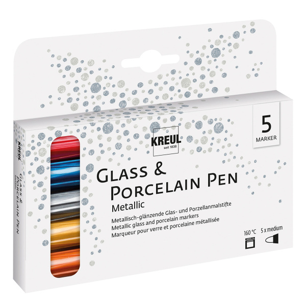 Feutres métalliques pour porcelaine et verre lot de 5 – KREUL