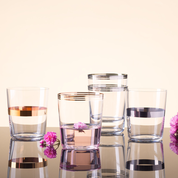 Verres Tumbler à trois rayures couleur platine 440 ml set de 6 - 21st Century Glas