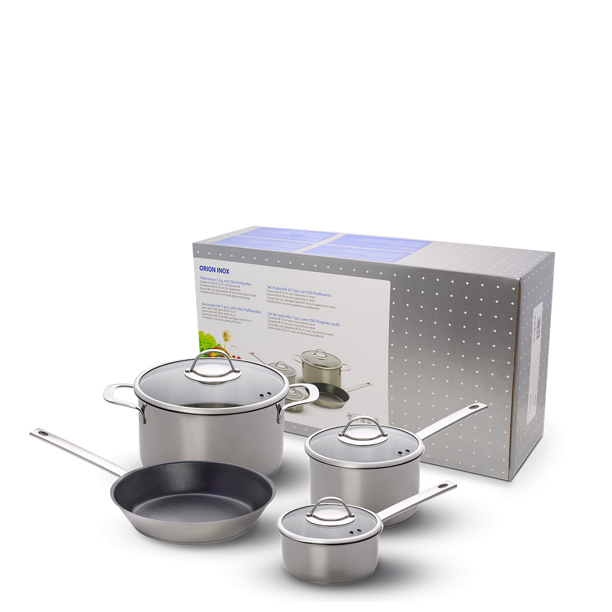 Set de démarrage de casseroles Orion 7 pièces Master Chef Lunasol
