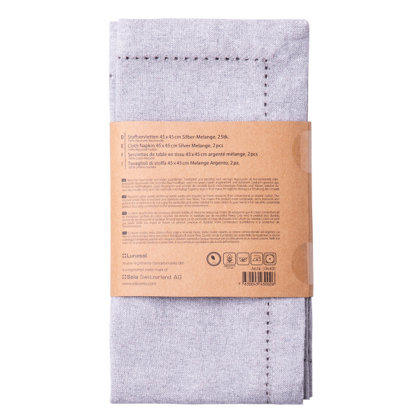 Serviettes en coton gris clair 45 x 45 cm 2 pcs – Basic Ambiente