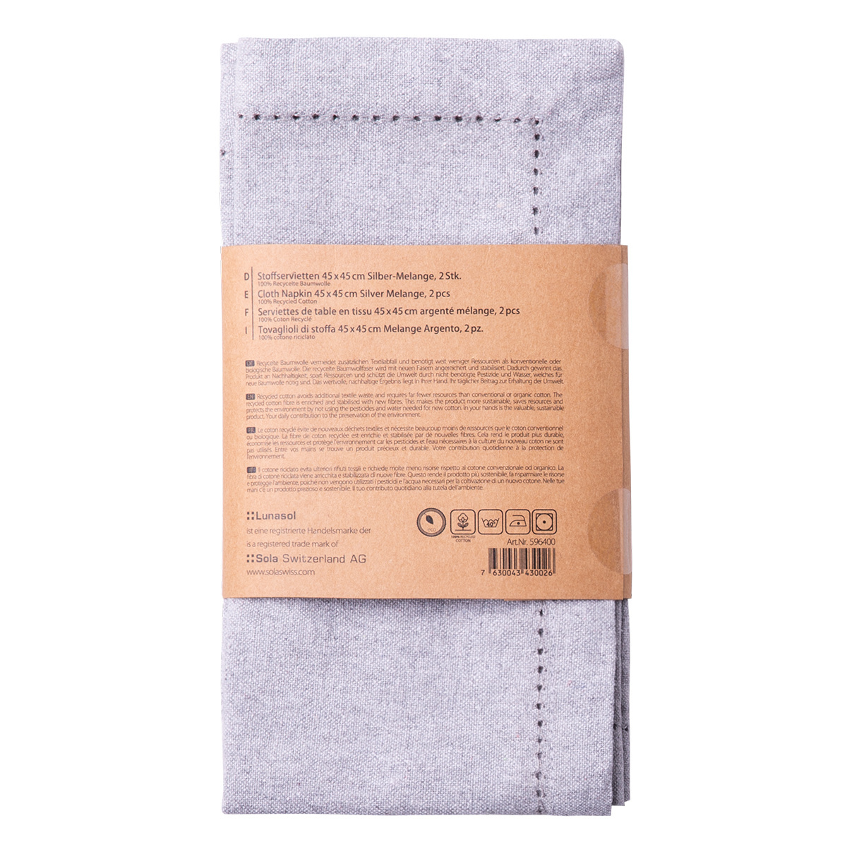 Serviettes en coton gris clair 45 x 45 cm 2 pcs – Basic Ambiente