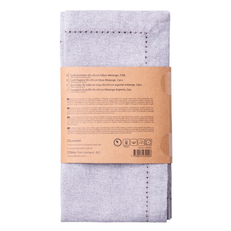 Serviettes en coton gris clair 45 x 45 cm 2 pcs – Basic Ambiente