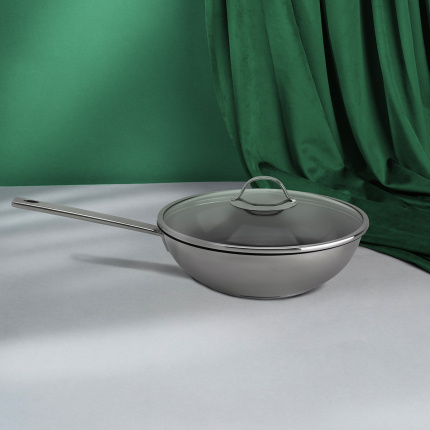 Wok avec couvercle en verre ø 28 cm | Orion Inox