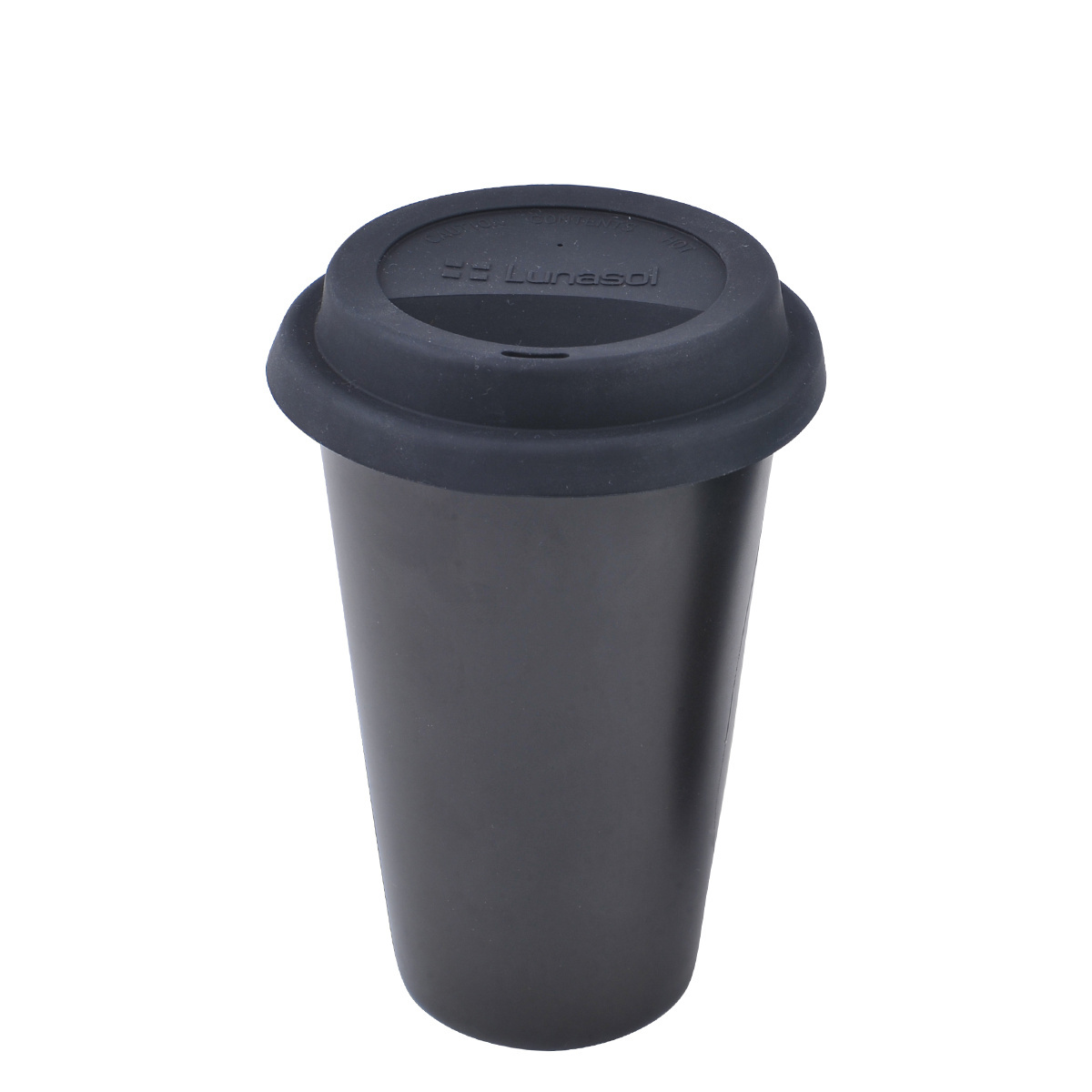Mug noir avec couvercle en silicone noir 2,5 dl - Traveller Lunasol