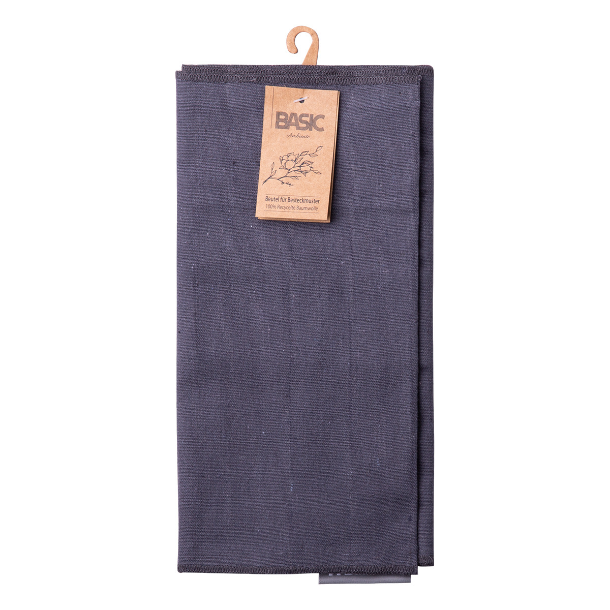 Stahlgraues Baumwoll-Etui zur Aufbewahrung von Besteck 52 x 26 cm - Basic Ambiente