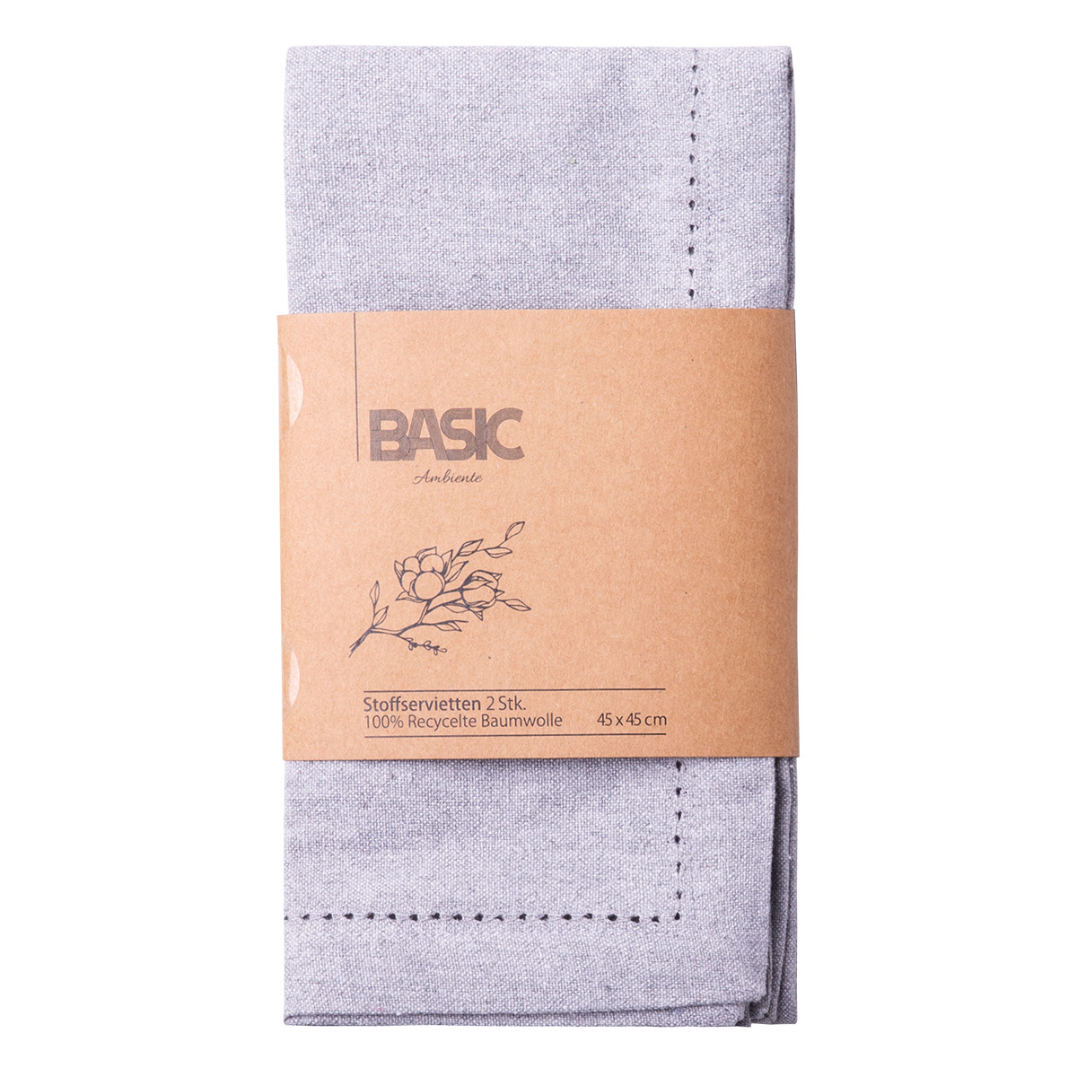 Serviettes en coton gris clair 45 x 45 cm 2 pcs – Basic Ambiente