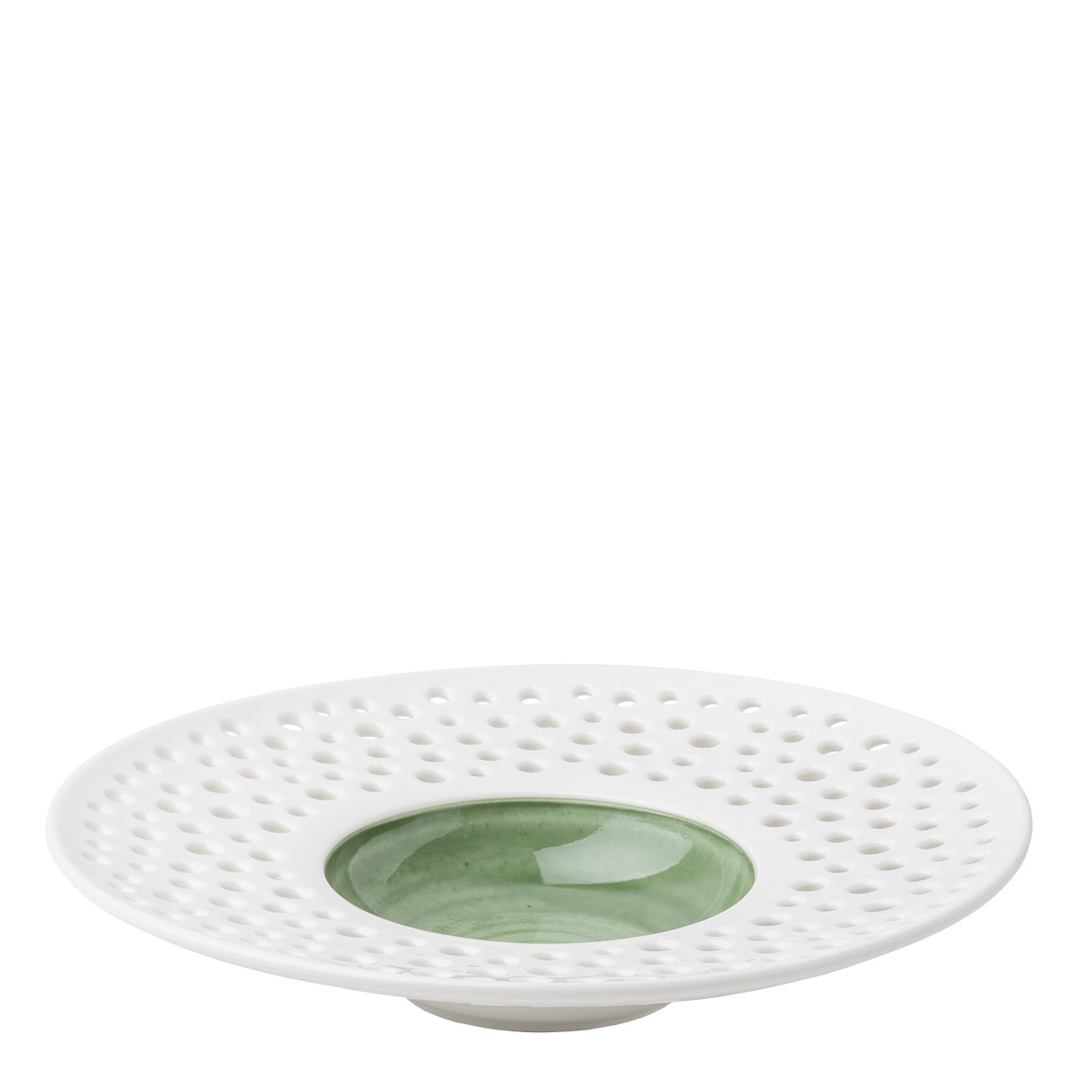 Assiette creuse olive/blanche ø23,5 cm - Grand Hotel Flow Couleur perforée