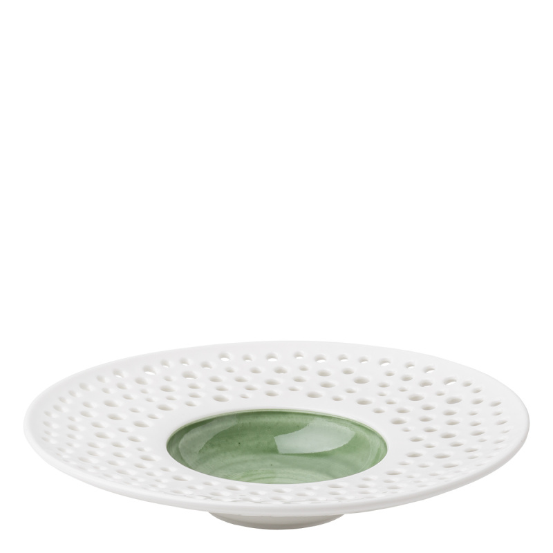 Assiette creuse olive/blanche ø23,5 cm - Grand Hotel Flow Couleur perforée