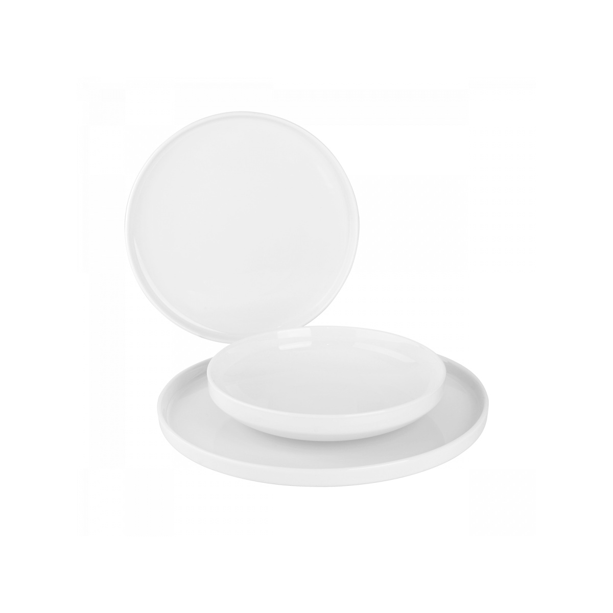 Set d'assiettes blanches U-Coupe 12 pcs — Flow Lunasol