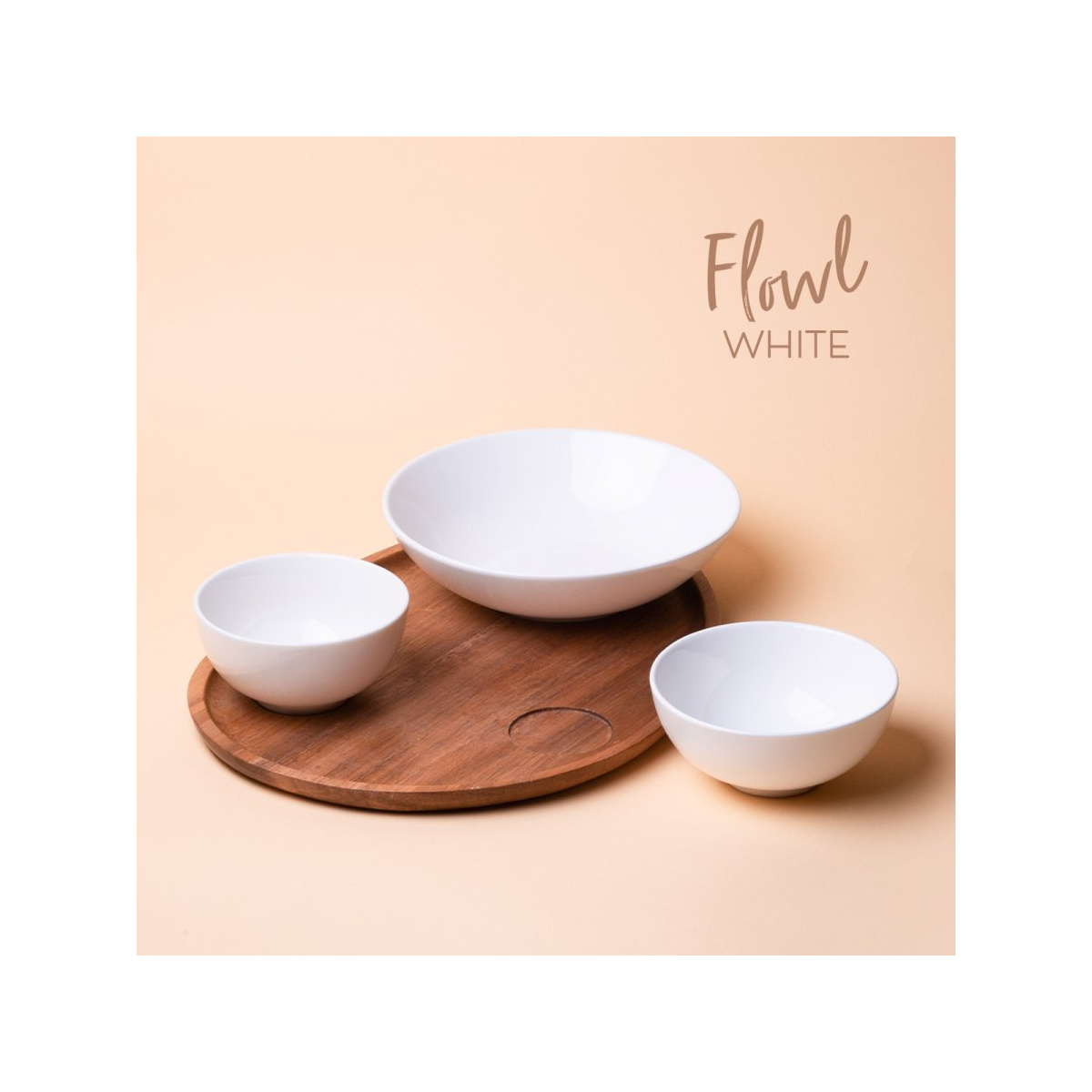Set Flowl – Bols Gaya Atelier blancs + Plateau Triangle Acacia