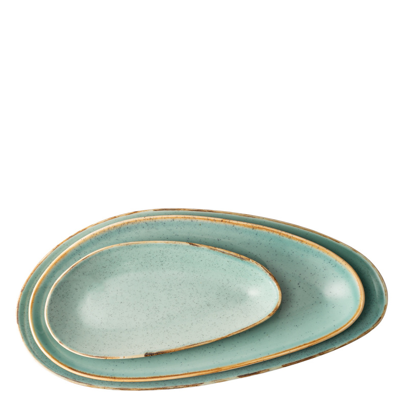 Assiette ovale Sand turquoise 25 cm – Gaya