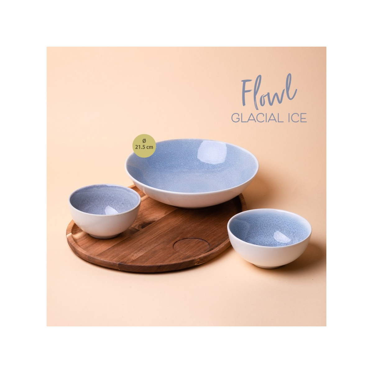 Ensemble 4 pièces Flowl Gaya Atelier Glacial Ice + Plateau Triangle Akazie