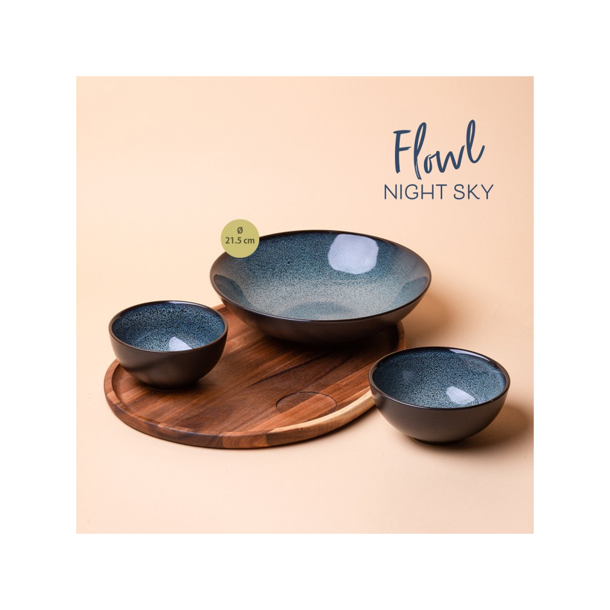 Set de bols Flowl Night Sky + plateau | Gaya Lunasol