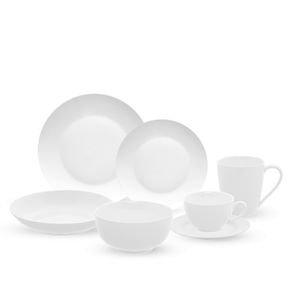 Service en porcelaine 28 pièces Flow blanc | Lunasol