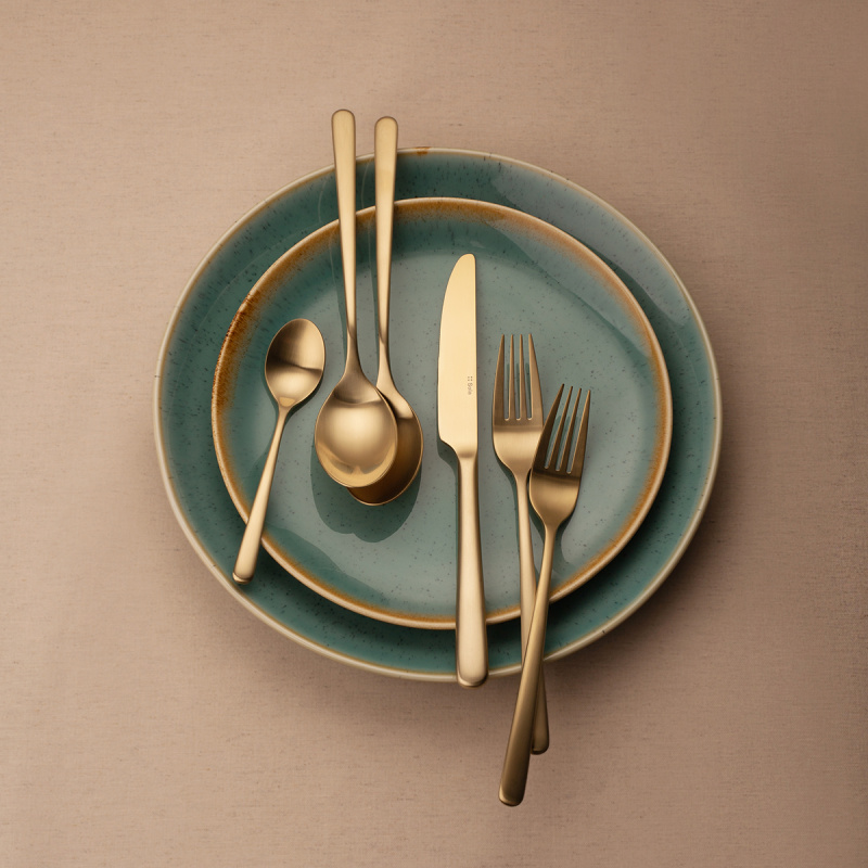 Set de couverts 24 pcs – Salamanca PVD Champagne entièrement mat