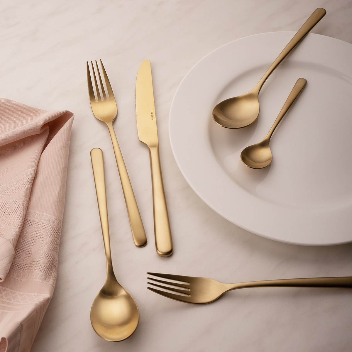 Set de couverts 24 pcs – Salamanca PVD Champagne entièrement mat