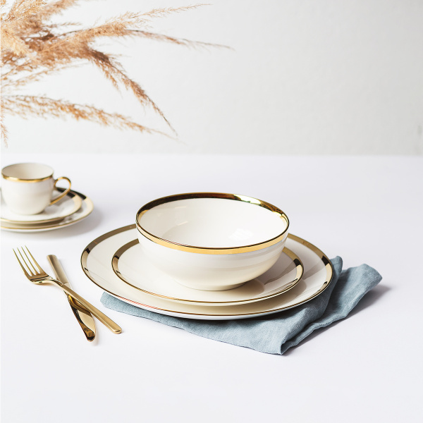 Bol 16 cm, ensemble de 4 - FLOW Lunasol avec bordure dorée