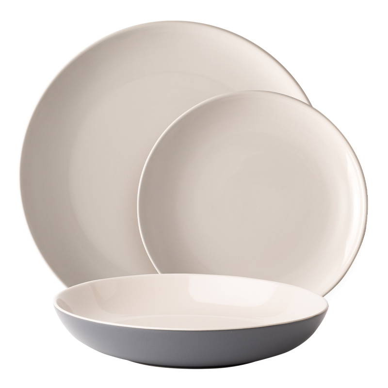 Ensemble de 12 assiettes - Elements East grey