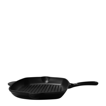 Poêle à griller en fonte émaillée noire, 27 x 27 cm - Jupiter Lunasol