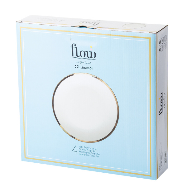 Ensemble de 4 assiettes plates Coupe ø27 cm - FLOW Lunasol avec bord doré