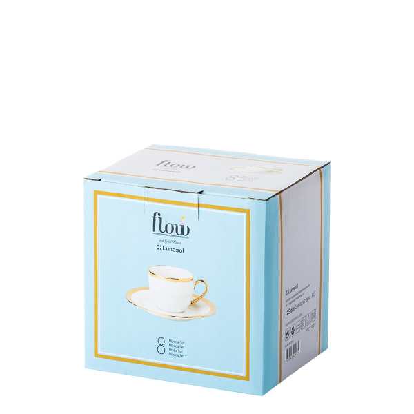 Ensemble de moka 8 pièces - FLOW Lunasol avec bord doré