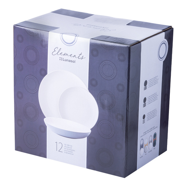 Ensemble de 12 assiettes - Elements East grey