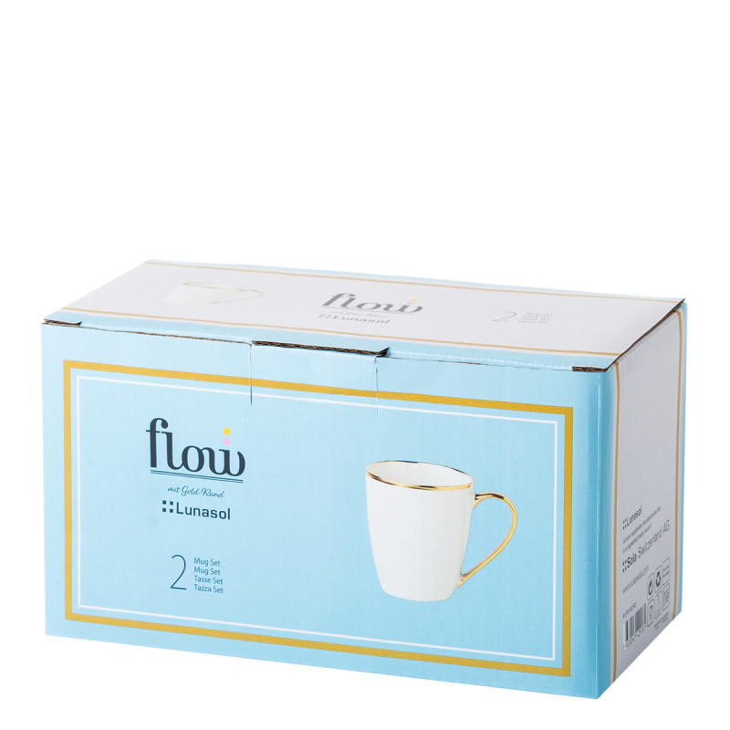 Mug 360ml, Set 2-tlg. - FLOW Lunasol avec bordure dorée