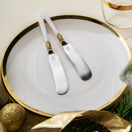 Assiette à dessert Coupe 20,5 cm, ensemble de 4 - FLOW Lunasol avec bordure dorée