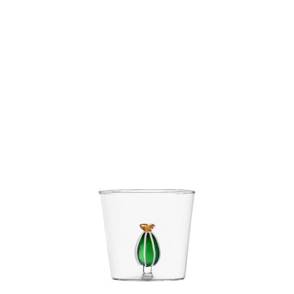 Verre avec cactus et fleur ambrée 350 ml