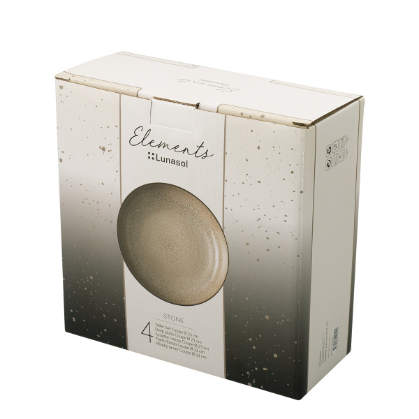 Ensemble de 4 assiettes creuses Coupe ø23 cm - Elements Stone
