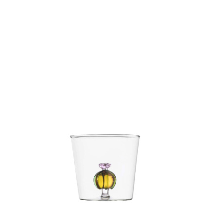 Verre avec cactus à fleur rose 350 ml