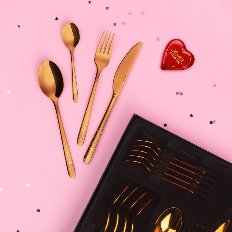 Set de couverts 24 pcs – Montreal PVD or rose Laser Love