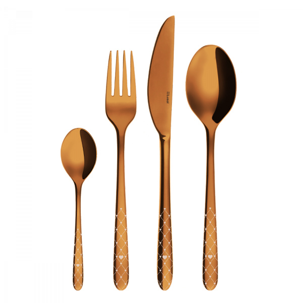 Set de couverts 24 pcs – Montreal PVD or rose Laser Love