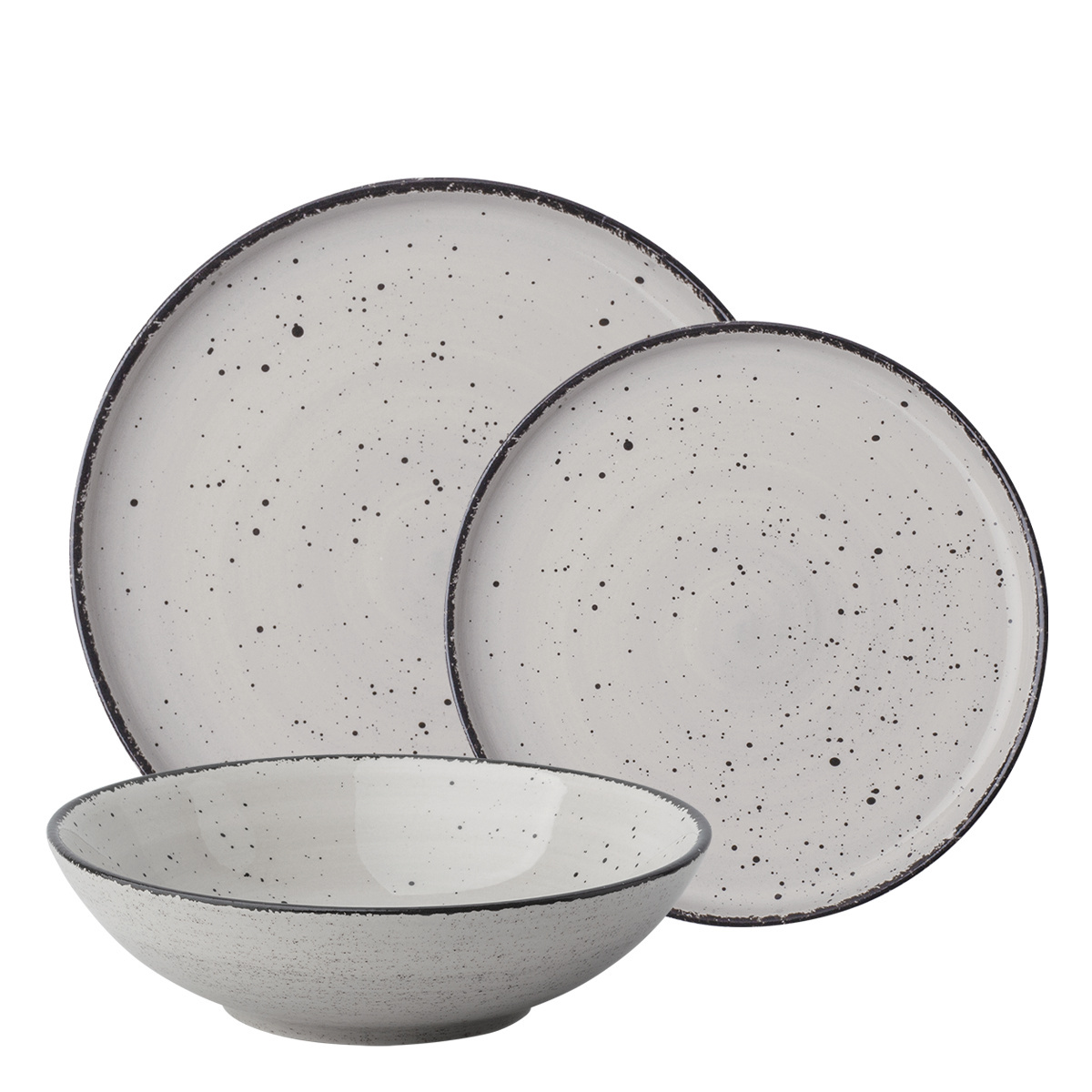 Set en porcelaine 18 pcs — Gaya Atelier light grey speckled