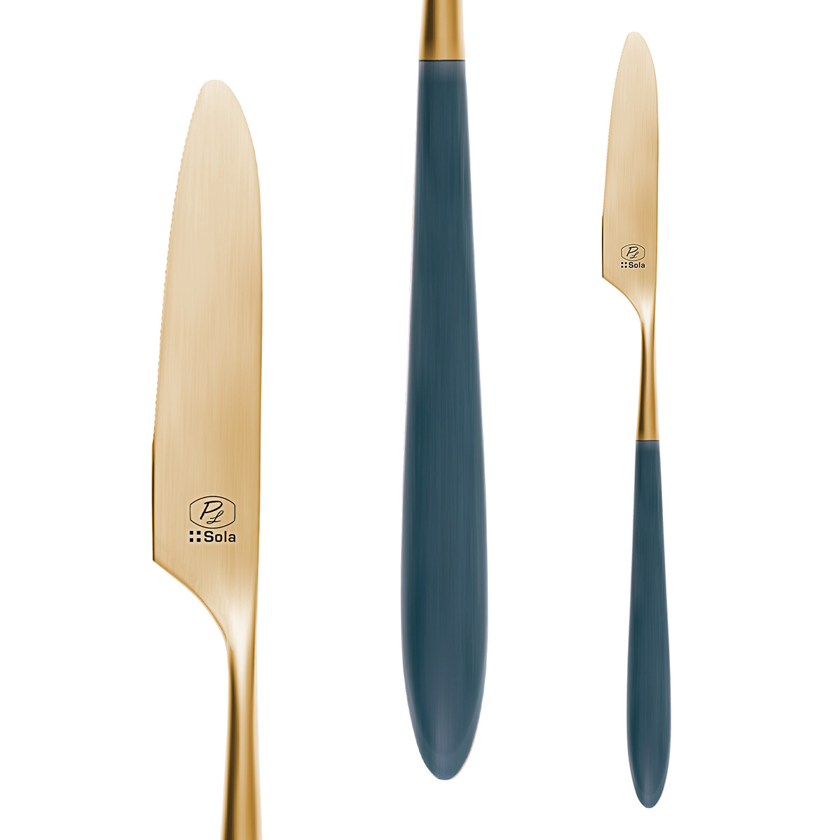 Set de couverts 24 pcs – Gaya Exeter Gold manche Vintage vert mat