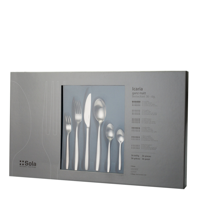 Set de couverts 36 pcs – Icaria entièrement mat / Blue Zone Line