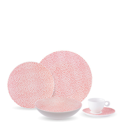 Service en porcelaine structuré skin / blanc 30 pièces - Flow
